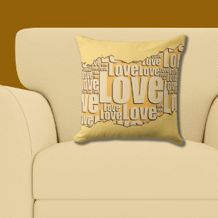 Coussin Love Yellow Typography Motif