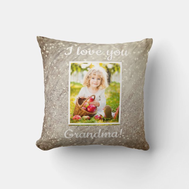 Coussin Love You Grand-mère Parties scintillant photo marb (Recto)