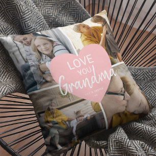 Coussin Love You 'Grand-mère' Photo personnalisée Collage 