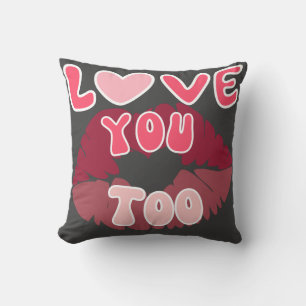 Coussin Love You Kiss Mark Romantic Lip Design d'impressio