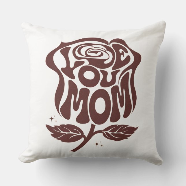 Coussin Love You Mom Rose Typography (Recto)
