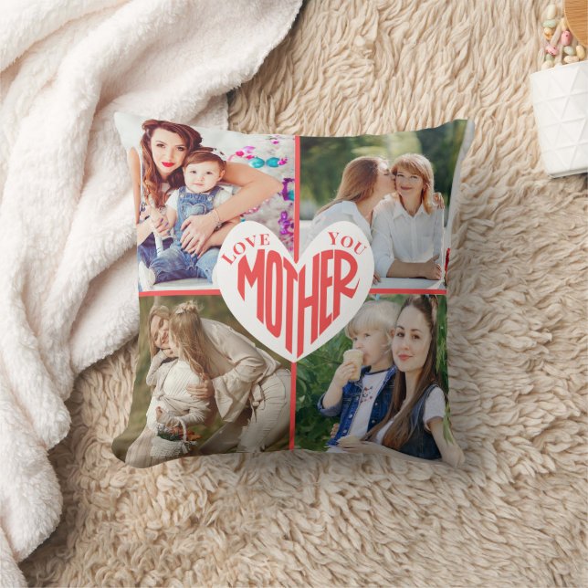 Coussin Love You Mother, Custom Heart 5 Photo (Couverture)