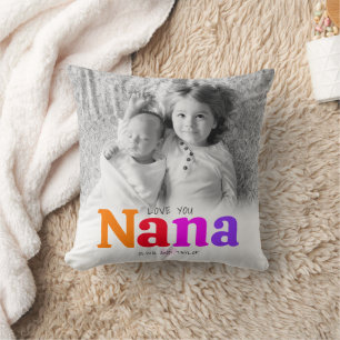 Coussin Love You Nana Colorful Bold Type 2 Photo Modern
