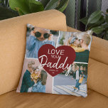 Coussin Love You 'Papa' Photo personnalisée Collage Coeur<br><div class="desc">Découvrez le charme de ce Coussin moderne ! C’est parfait pour montrer votre affection à l’homme spécial de votre vie. Il comprend un Modèle Collage de 4 photos, un coeur bleu central et le message "LOVE YOU Daddy". L'inverse peut être changé en n'importe quelle couleur pour une touche personnelle. Idéal...</div>