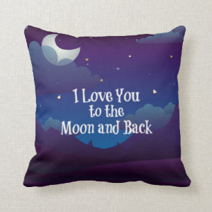 Coussin Love You to the Moon and Back, Blue Indigo