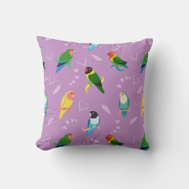 Coussin Lovebirds of Rainbow Colors Pattern (Recto)