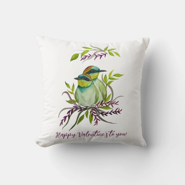 Coussin Lovebirds pour la Saint-Valentin (Recto)