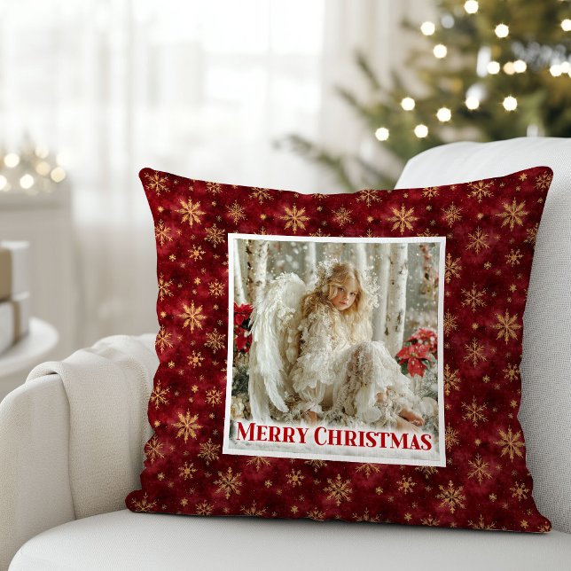 Coussin Lovely Vintage Angel Red Gold Festive Christmas  (Lovely Vintage Angel Red Gold Festive Christmas Pillow

)
