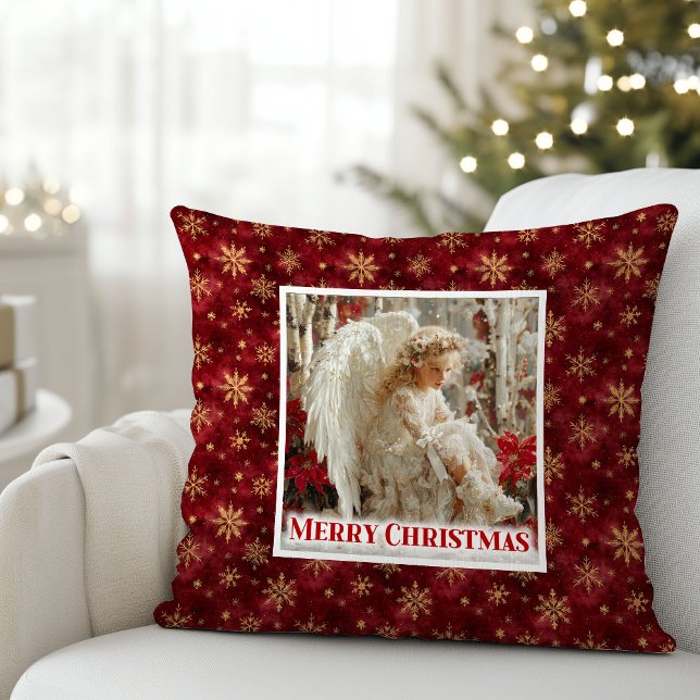 Coussin Lovely Vintage Angel Red Gold Festive Christmas  (Lovely Vintage Angel Red Gold Festive Christmas Pillow

)