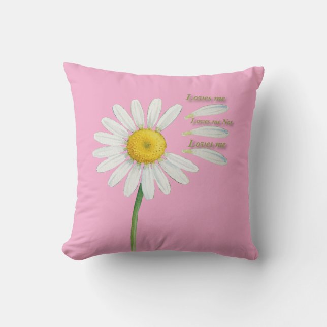 Coussin Loves Me, Loves Me Not Daisy – Romantic Watercolor (Recto)