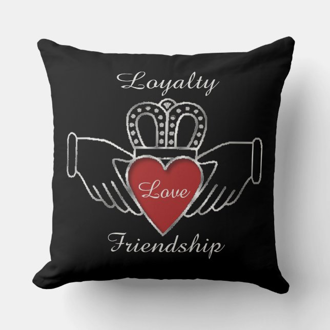 Coussin Loyauté Amitié Claddagh Jeu d'oreiller (Recto)