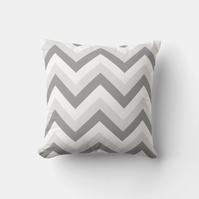 Coussin Lt Two Grey White Chervron ZigZag (Recto)