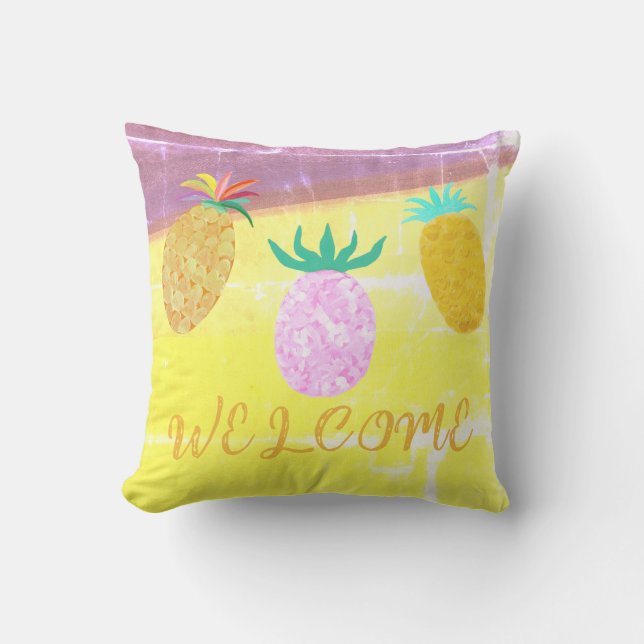 Coussin Luau Tiki Ananas d'été (Recto)