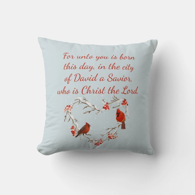 Coussin Luc 2:11 Écriture de Noël Verset de la Bible    (Recto)