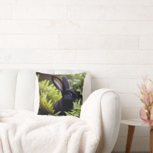 Coussin Lucifer le lapin noir : un ensemble sombre de méfa