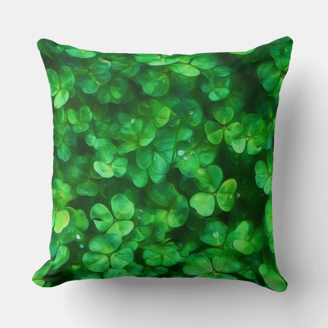 Coussin Lucky Celtic Irish Green Shamrocks (Recto)