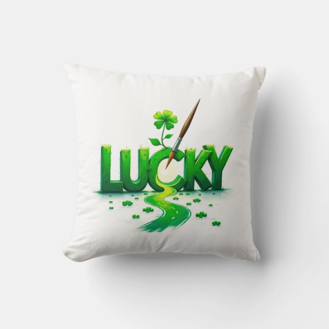 Coussin Lucky Clover Design pour la St. Patrick's Day (Recto)