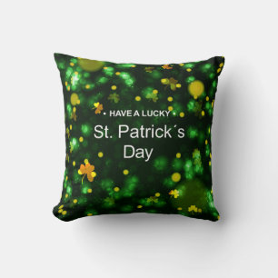 Coussin Lucky Green Shamrock irlandais Motif Parties scint