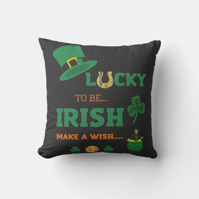 Coussin Lucky irish fait un voeu (Recto)