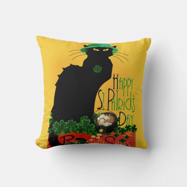 Coussin Lucky Le Conversation Noir Saint Patrick's Day (Recto)