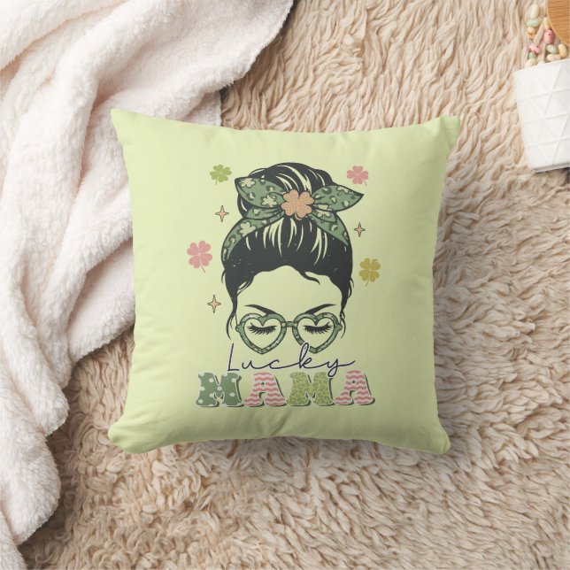 Coussin Lucky Mama - Messy Bun - Clover St. Patrick (Couverture)