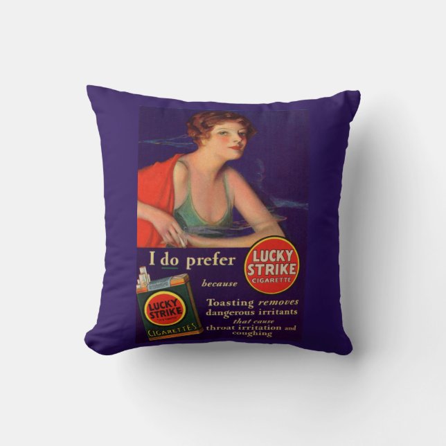 Coussin Lucky Strikes publicité des cigarettes des années  (Recto)