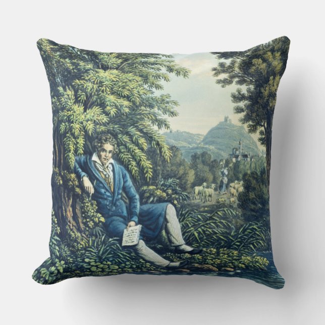 Coussin Ludwig van Beethoven par une rivière (engravin (Recto)