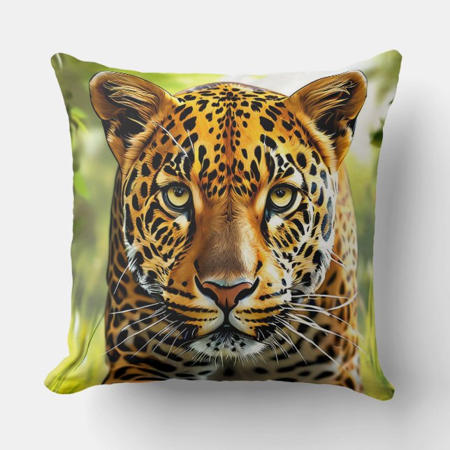 Coussin Lueur de Léopard ❄️ Chic Safari Sauvage (Recto)