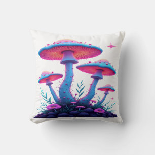 Coussin Lueur psychédélique néon : champignons mystiques