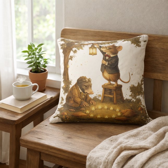 Coussin Lueur vespérale de Tux & Twitch en forêt (Créateur téléchargé)