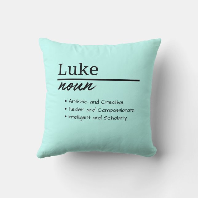 Coussin Luke, Garçon Nom Personnalisé Définition (Verso)