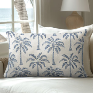 Coussin Lumbar Blue & White Palm Tree