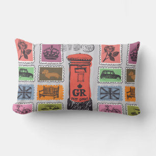 Coussin Lumbar des timbres de voyage