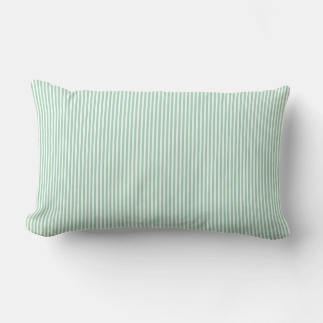 Coussin Lumbar extérieur Pinstripe blanc vert Mint (Recto)
