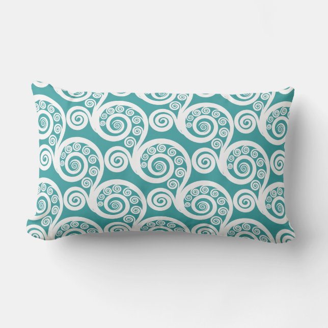 Coussin Lumbar fraîchement Turquoise-Black & White (Recto)