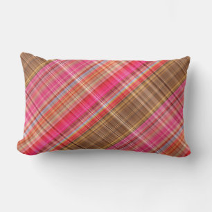 Coussin Lumbar plat Tartan framboise