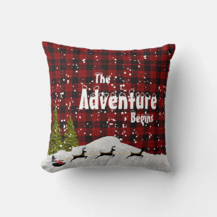 Coussin Lumberjack L'aventure commence Noël nommé