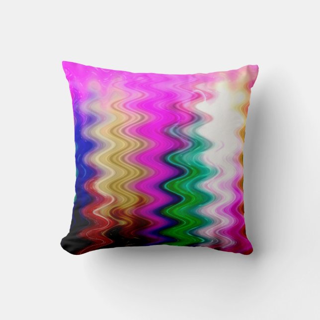 Coussin Lumière colorée vagues art abstrait (Recto)