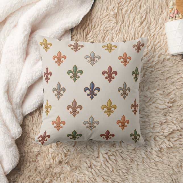 Coussin Lumière de design fleur de lis en bois terrestres (Couverture)