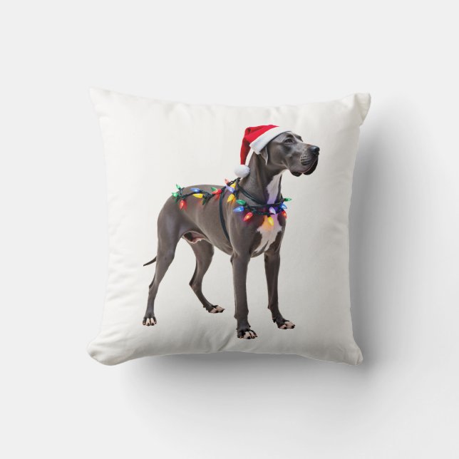 Coussin Lumière de Noël de vacances du Grand Danois  (3) (Recto)