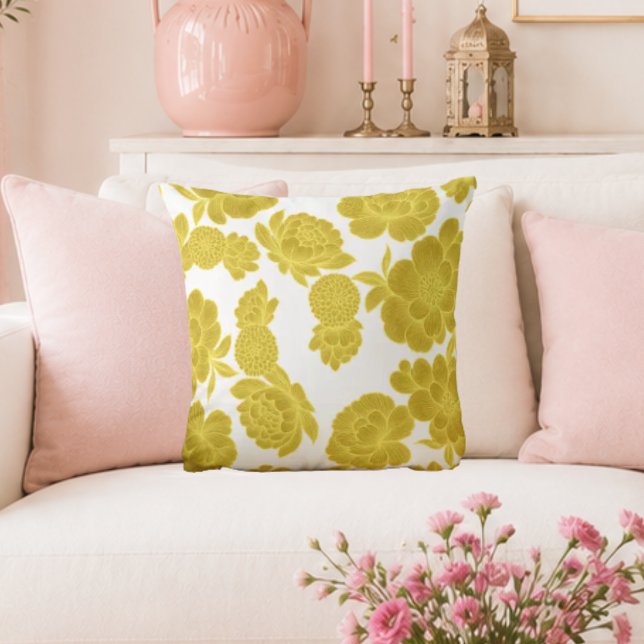Coussin Lumière du Soleil 💛 Élégante Fleur Jaune (Créateur téléchargé)
