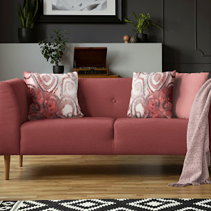 Coussin Lumière Mauve Taupe Rouge Cercles d'ivoire rose Ar