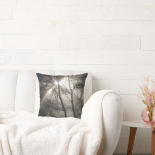 Coussin Lumière Solaire À Travers Les Arbres Bois Sombre