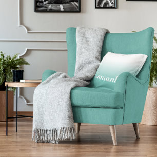 Coussin Lumière Turquoise et blanc Dégradé Moderne Calligr