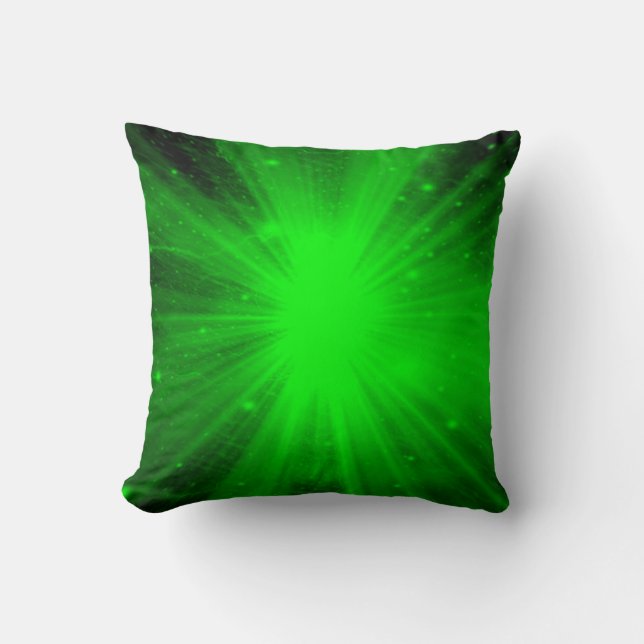 Coussin Lumière verte galaxie abstraite (Recto)