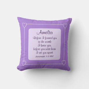 Coussin Lumière Violet Bible Verse Nom personnalisé Baby C