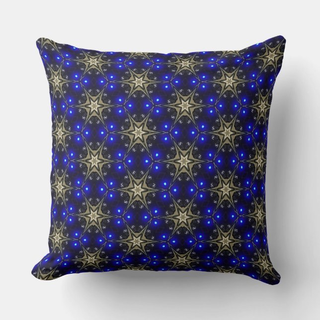 Coussin Lumières bleues derrière les étoiles beiges Lancer (Recto)