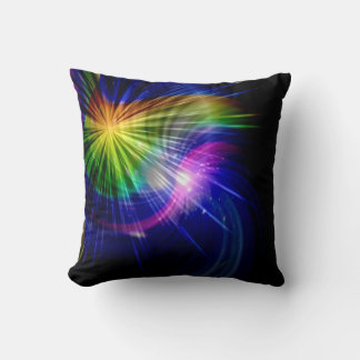 Coussin Lumières colorées abstrait sur arrière - plan noir