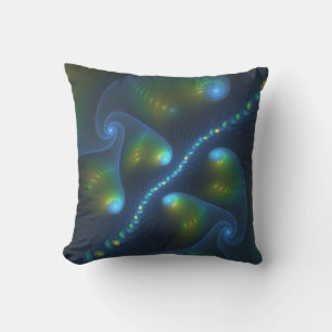 Coussin Lumières de l'Imaginaire Abstrait Bleu Vert Jaune