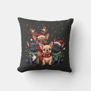 Coussin Lumières de Noël Bouledogues Français Xmas Chien F